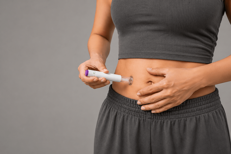 Orang menyuntikkan Appetite Control Injection+ di perut